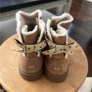 UGG Tan Suede Tillie Boots with Starry Bow